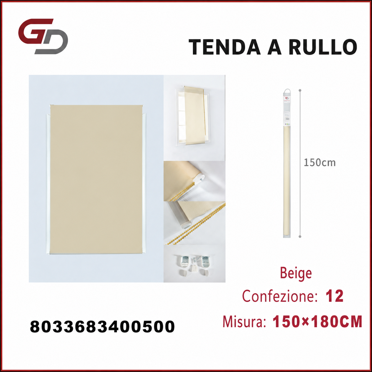TENDA A RULLO TRASLUCIDA 150*180CM BEIGE