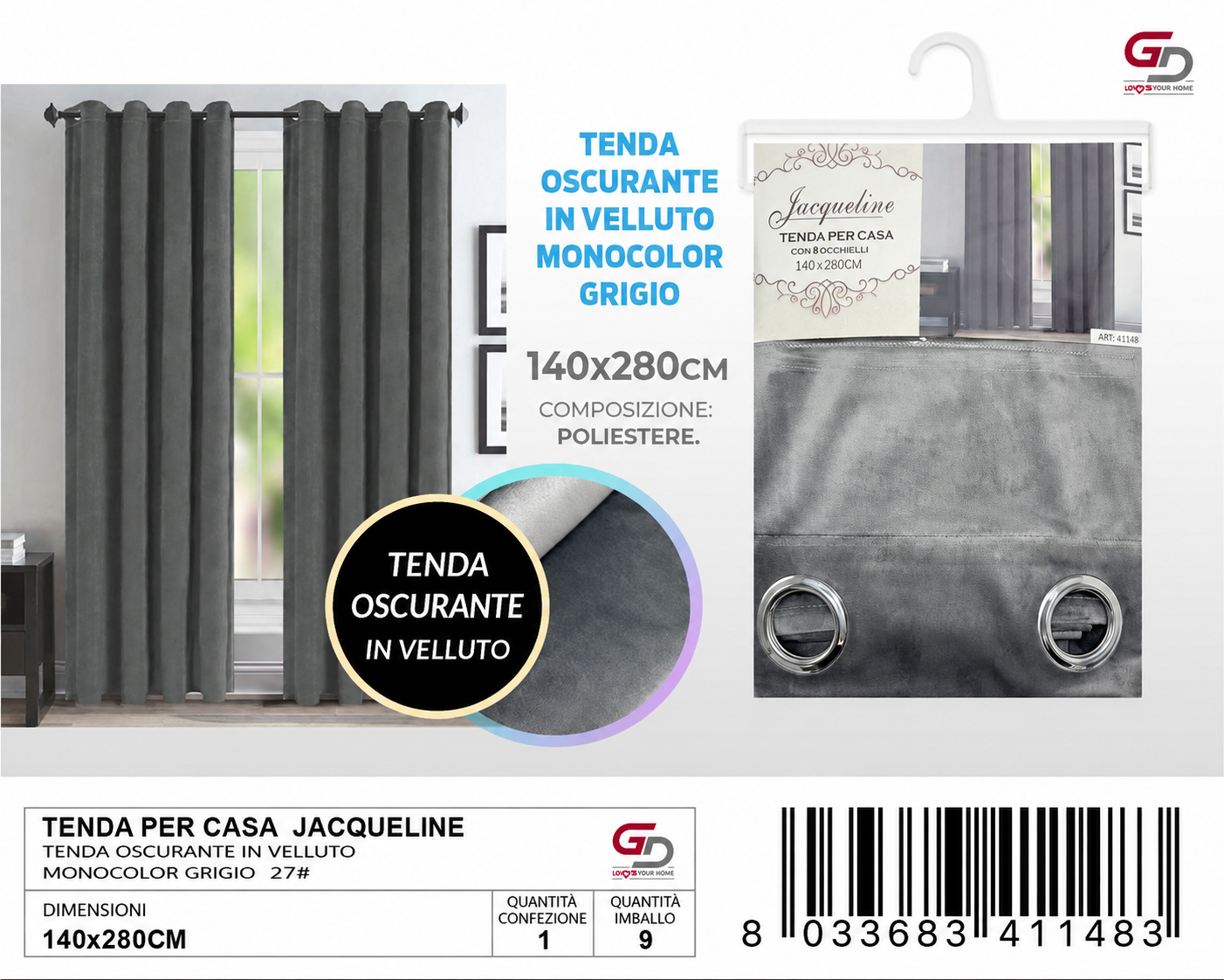 TENDA PER CASA JACQUELINE 140*280CM 260G