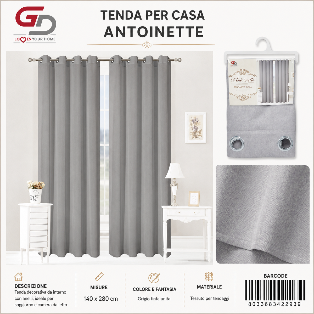 TENDA PER CASA ANTOINETTE 140*280CM - 8033683422939