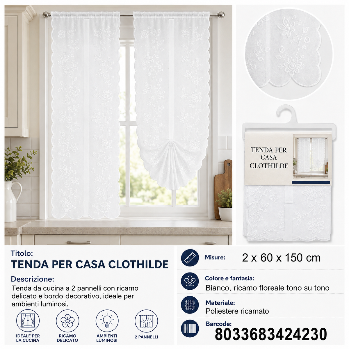 TENDA PER CASA CLOTHILDE 2*60*150CM - 8033683424230