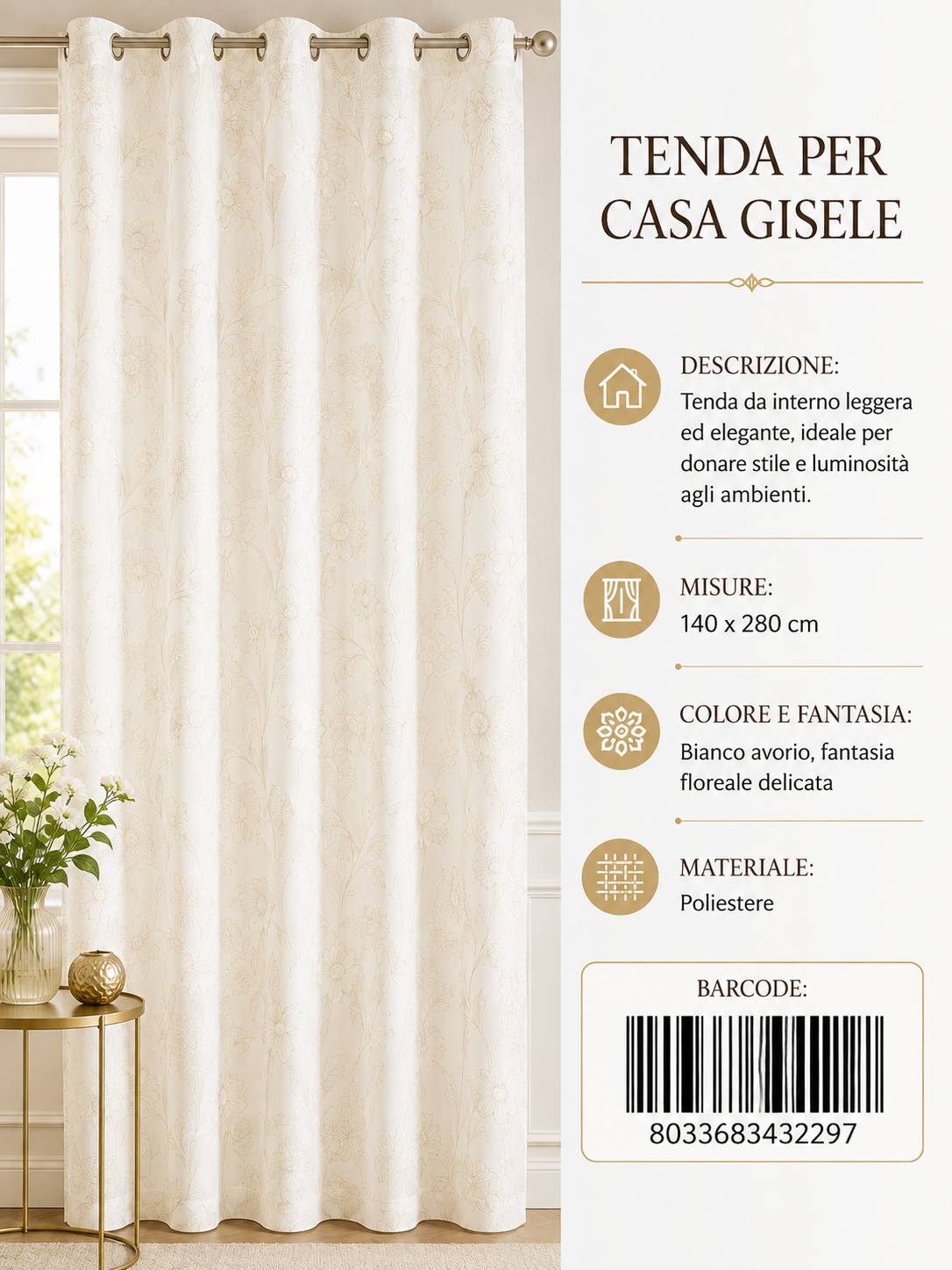 TENDA PER CASA GISELE 140*280CM