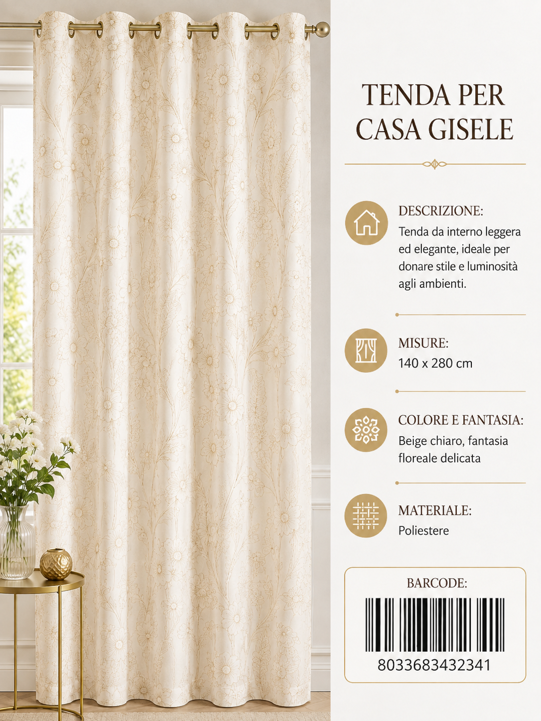 TENDA PER CASA GISELE 140*280CM