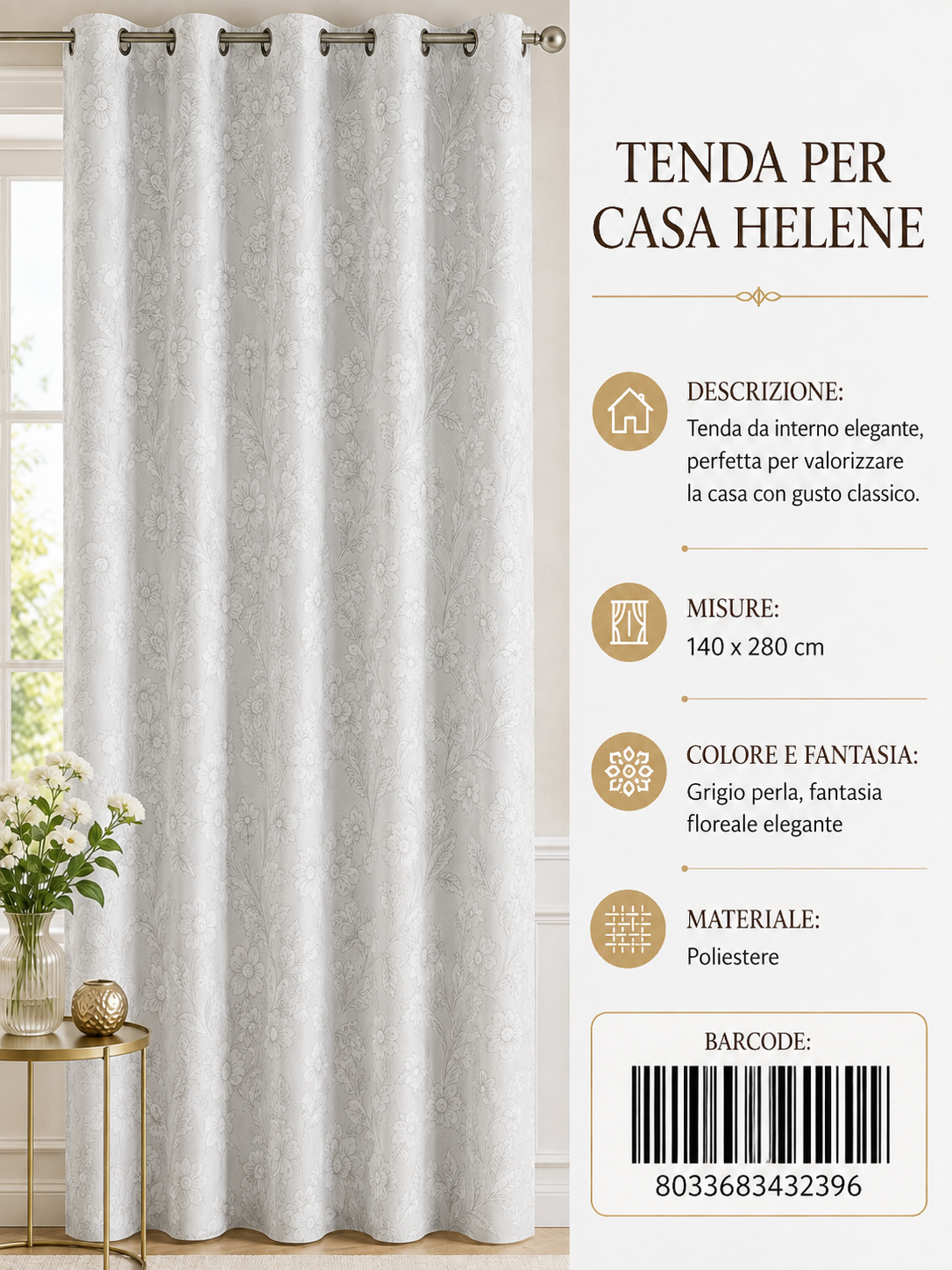 TENDA PER CASA HELENE 140*280CM