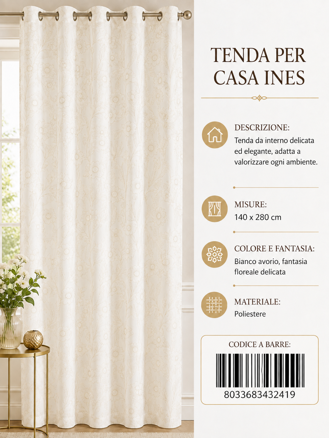 TENDA PER CASA INES 140*280CM