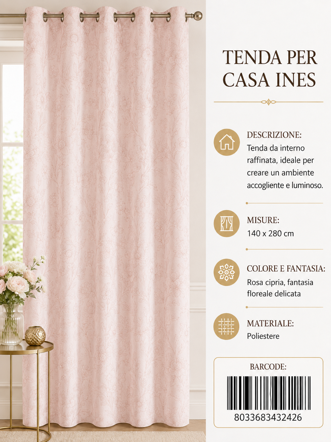 TENDA PER CASA INES 140*280CM
