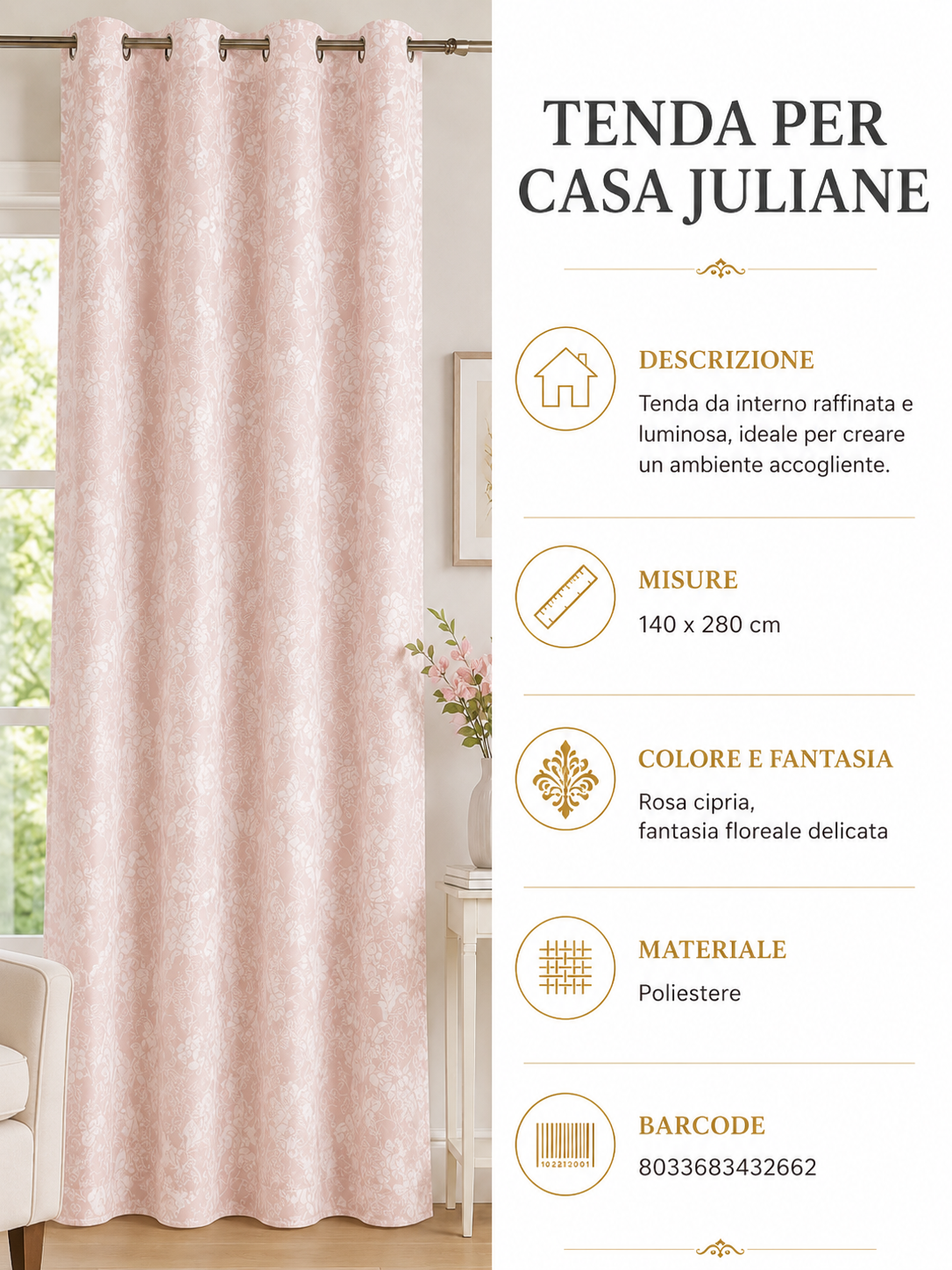 TENDA PER CASA JULIANE 140*280CM