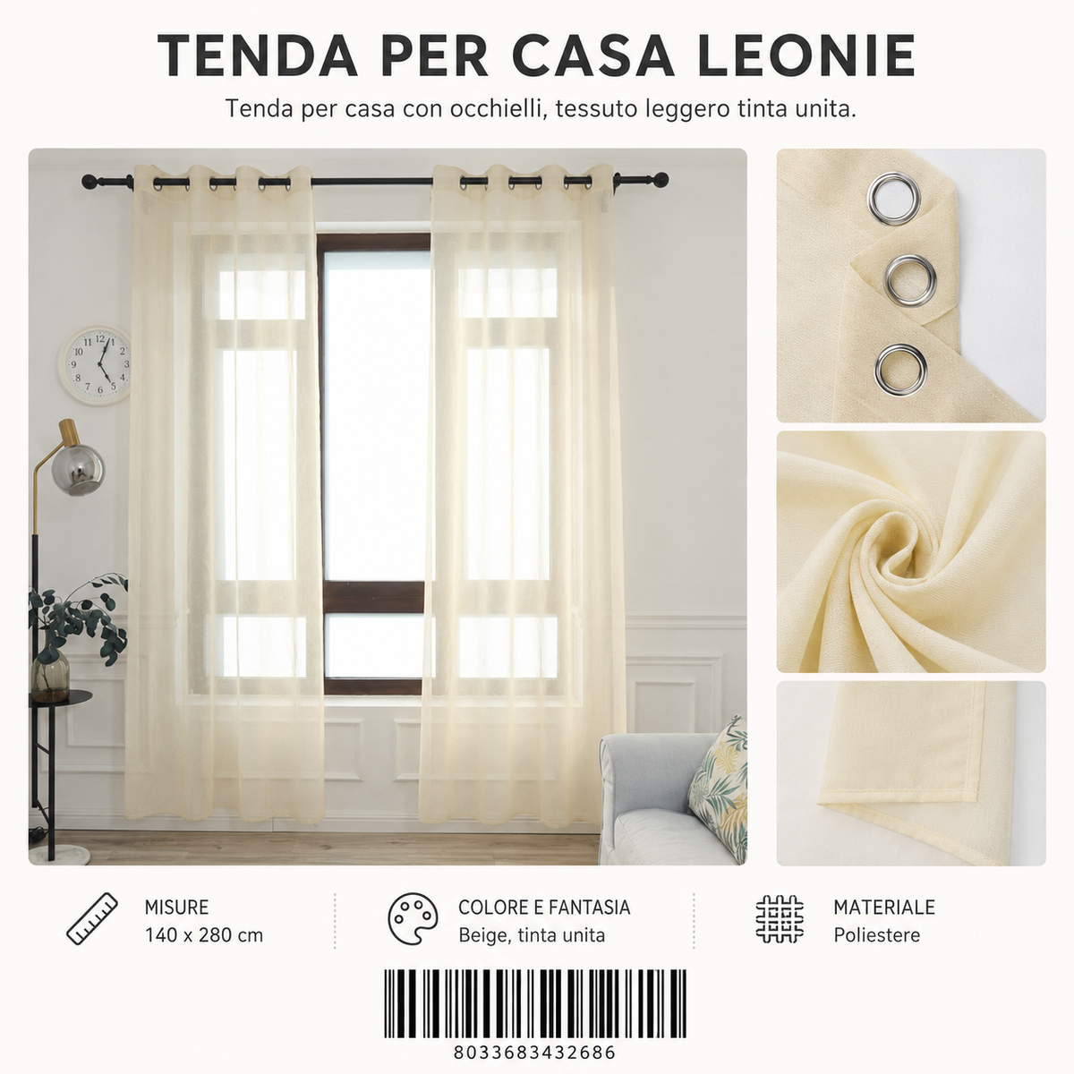 TENDA PER CASA LEONIE 140*280CM - 8033683432686