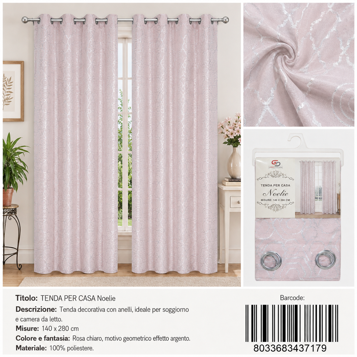 TENDA PER CASA NOELIE 140*280CM - 8033683437179