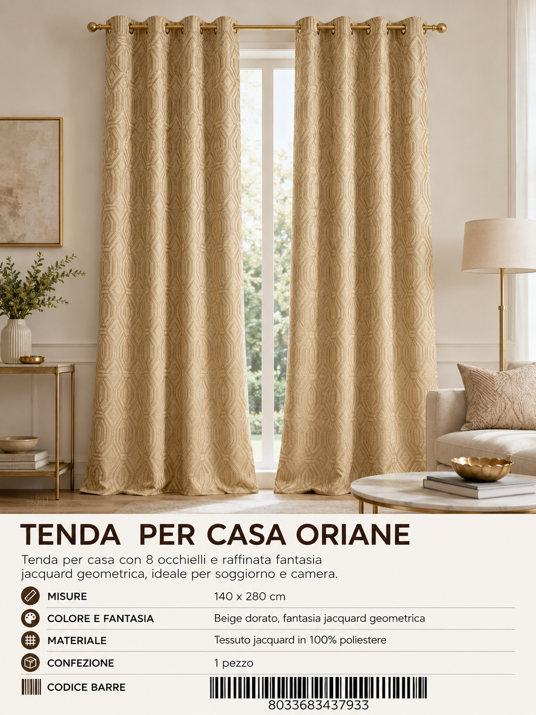 TENDA PER CASA ORIANE 140*280CM