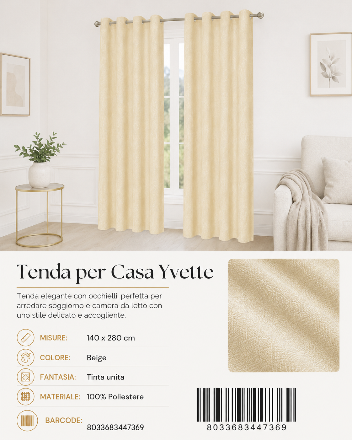 TENDA PER CASA YVETTE 140*280CM - 8033683447369