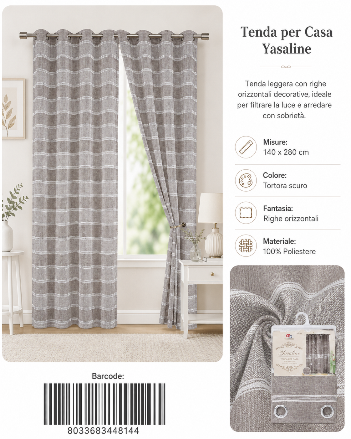 TENDA PER CASA YASALINE 140*280CM - 8033683448144