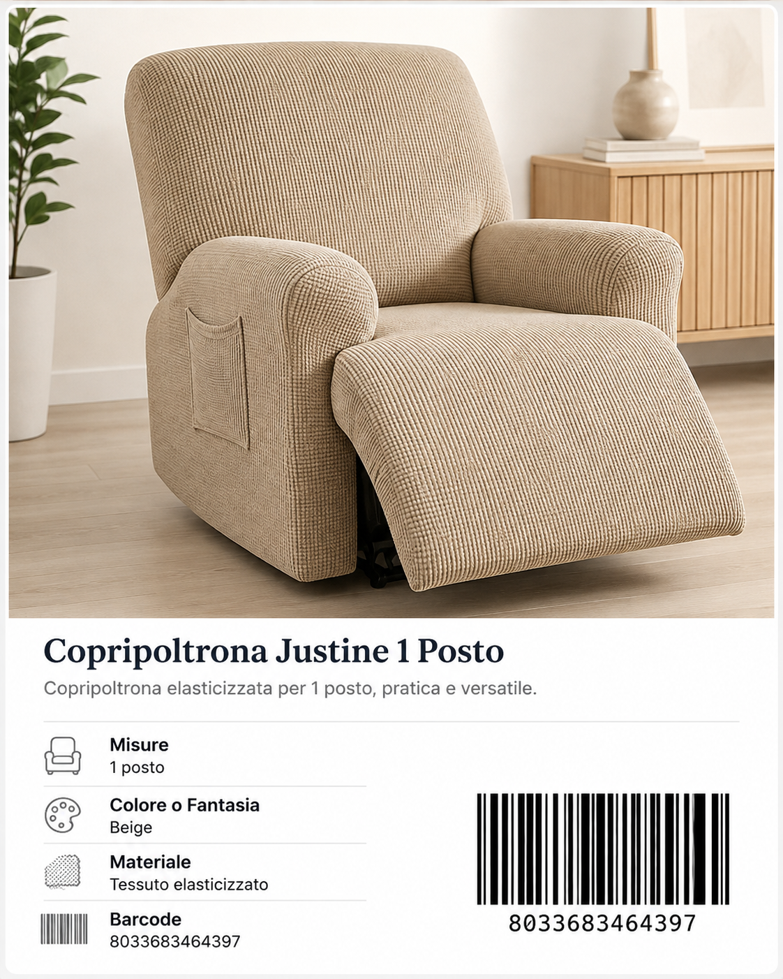 Copripoltrona Justine 1 Posto