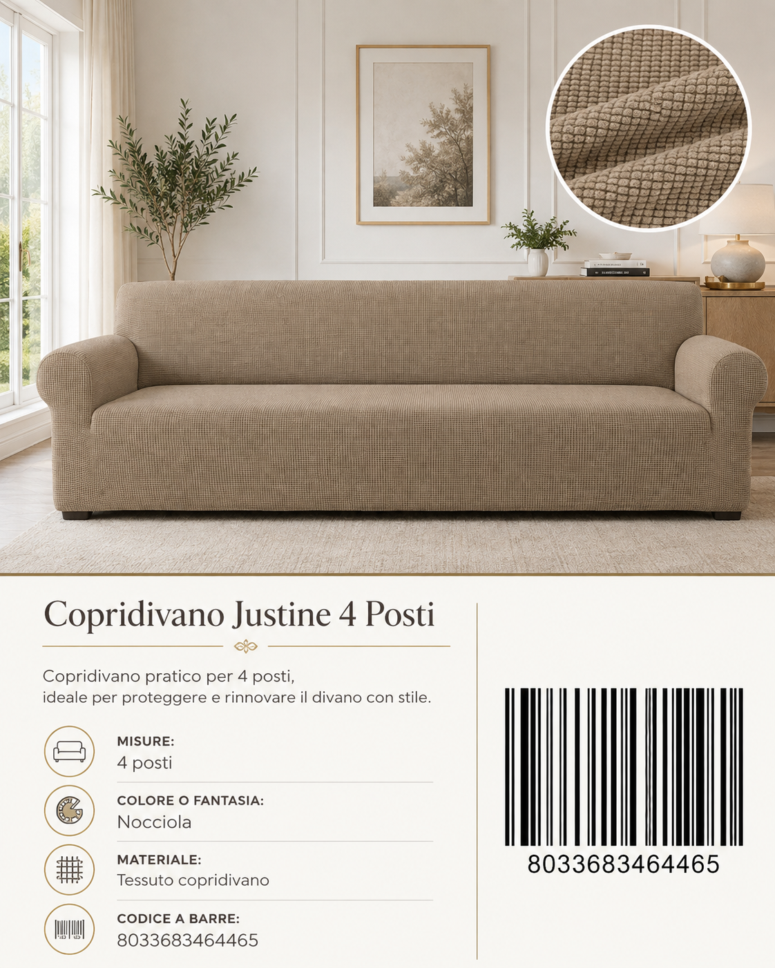 Copridivano Justine 4 Posti - 8033683464465