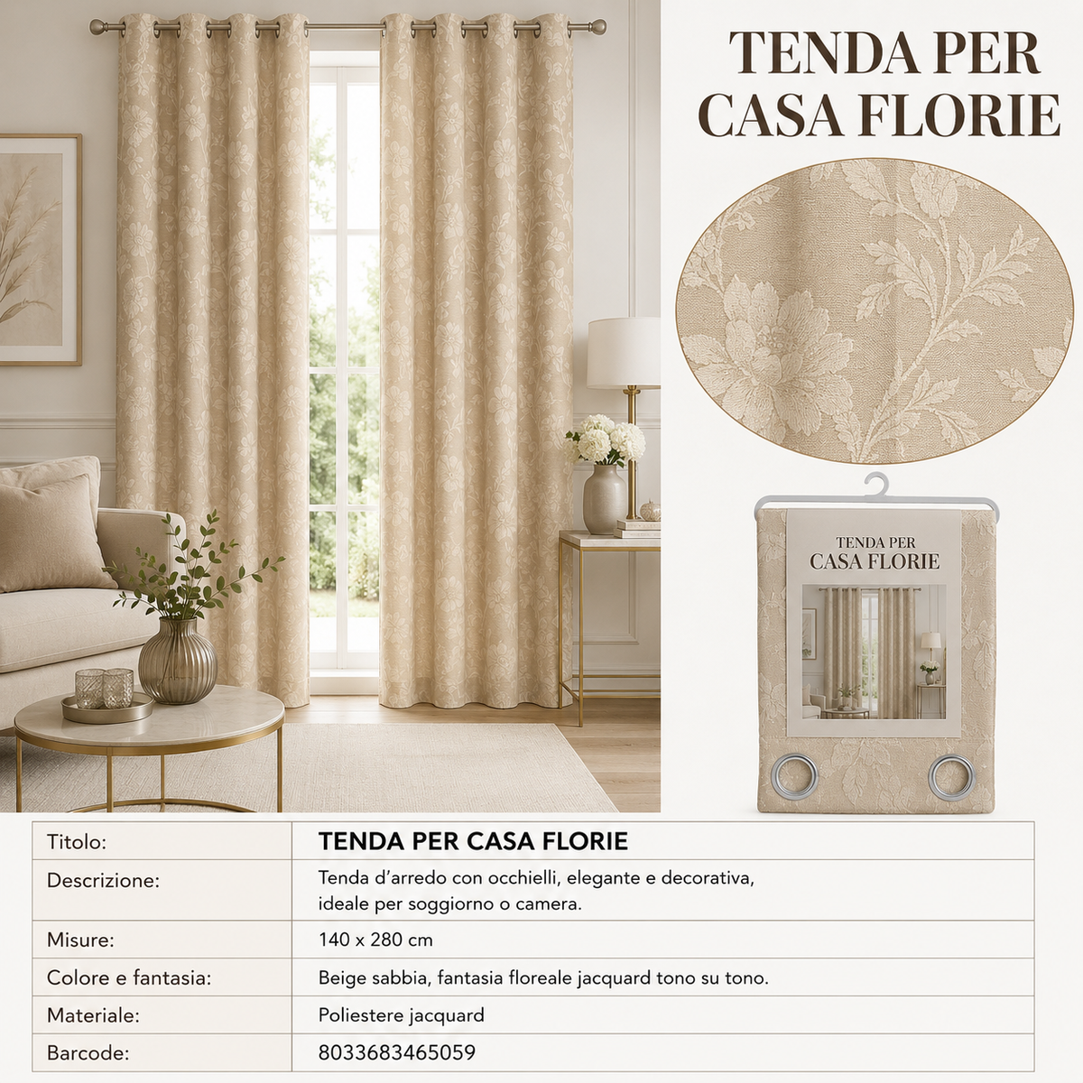 TENDA PER CASA FLORIE 140*280CM - 8033683465059