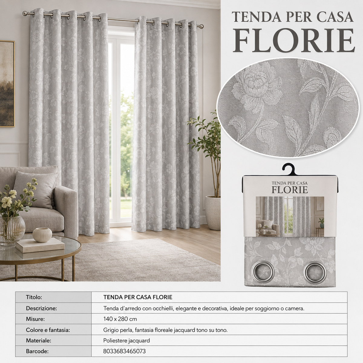 TENDA PER CASA FLORIE 140*280CM - 8033683465073