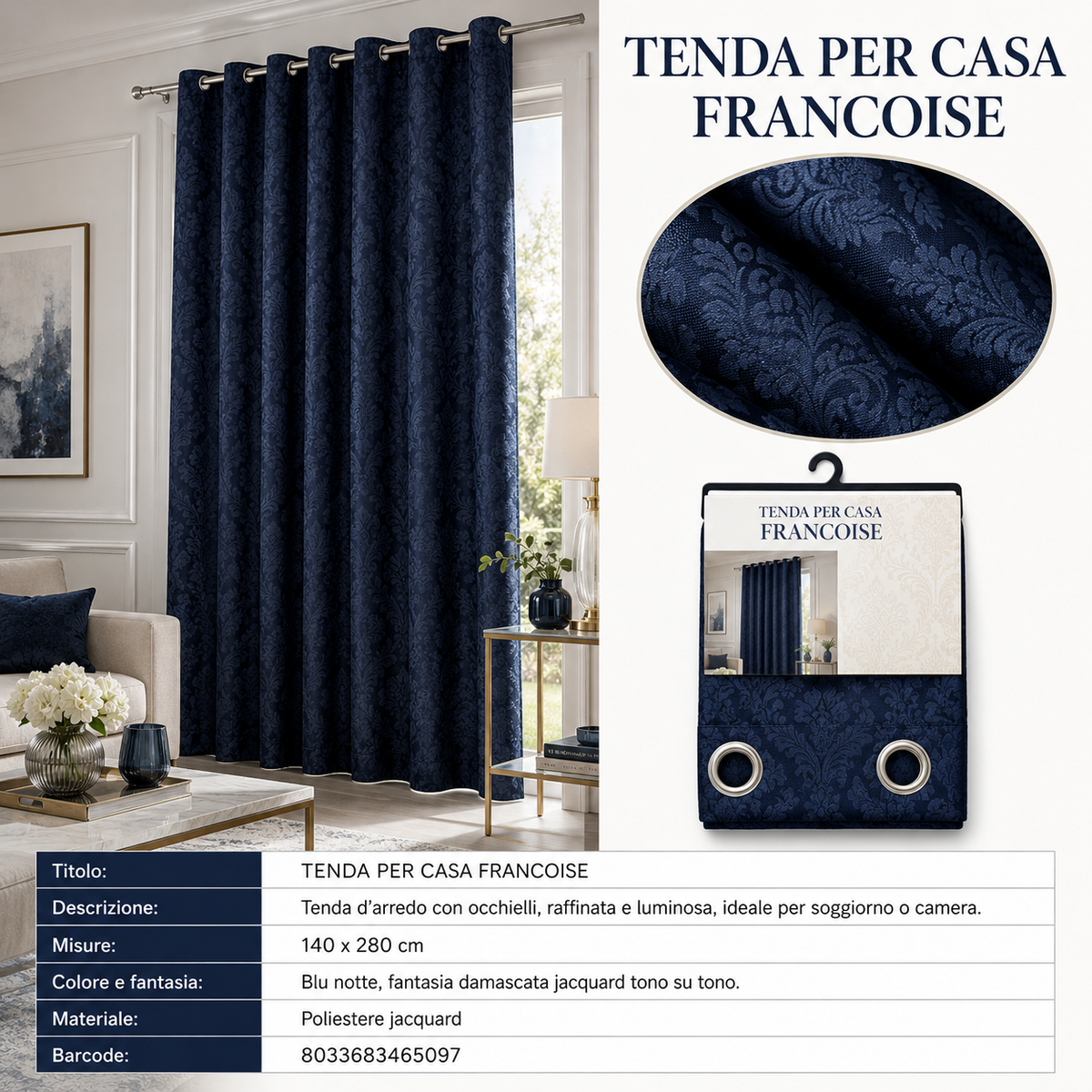 TENDA PER CASA FRANCOISE 140*280CM - 8033683465097
