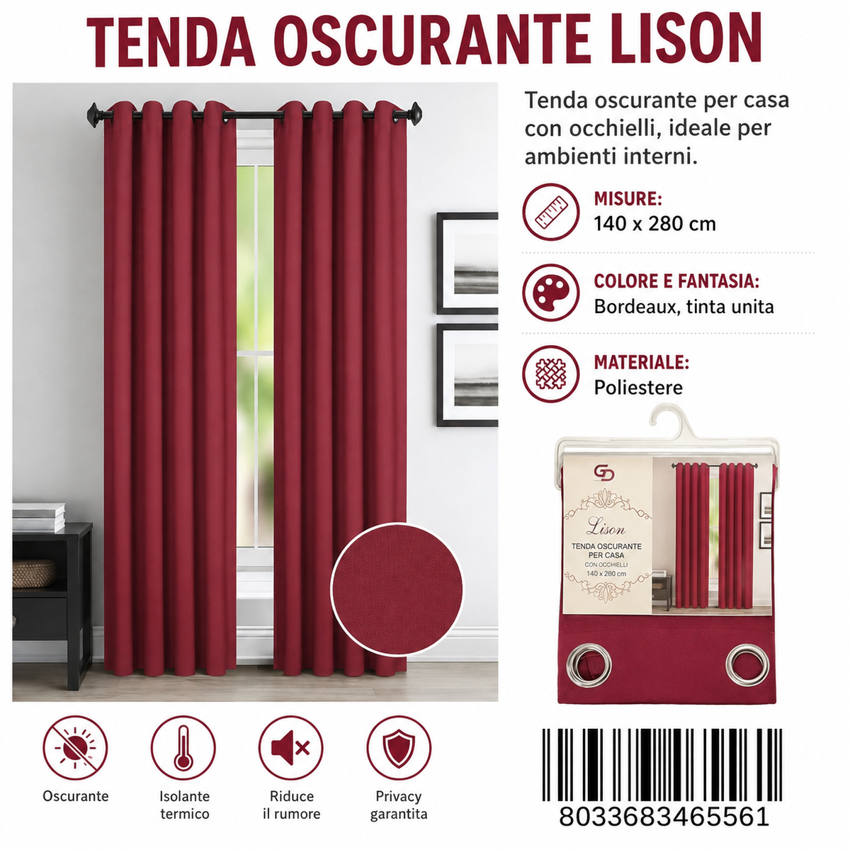 TENDA PER CASA LISON 140*280CM 140*280CM - 8033683465561