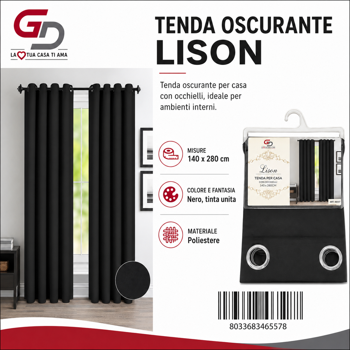 TENDA PER CASA LISON 140*280CM - 8033683465578
