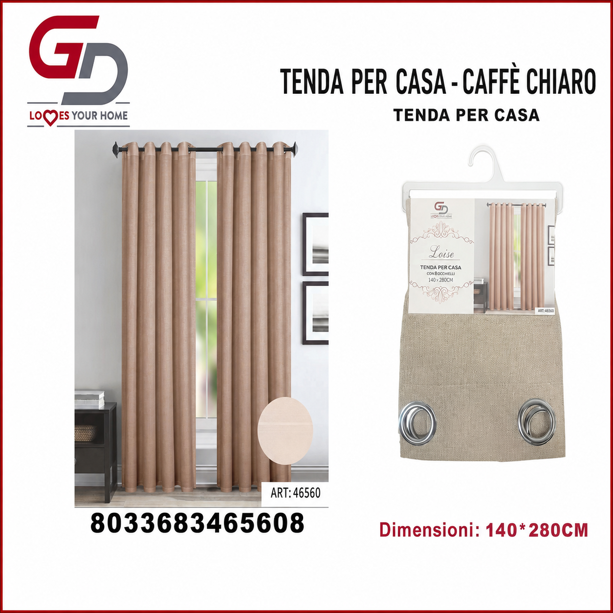 TENDA PER CASA LOISE 140*280CM