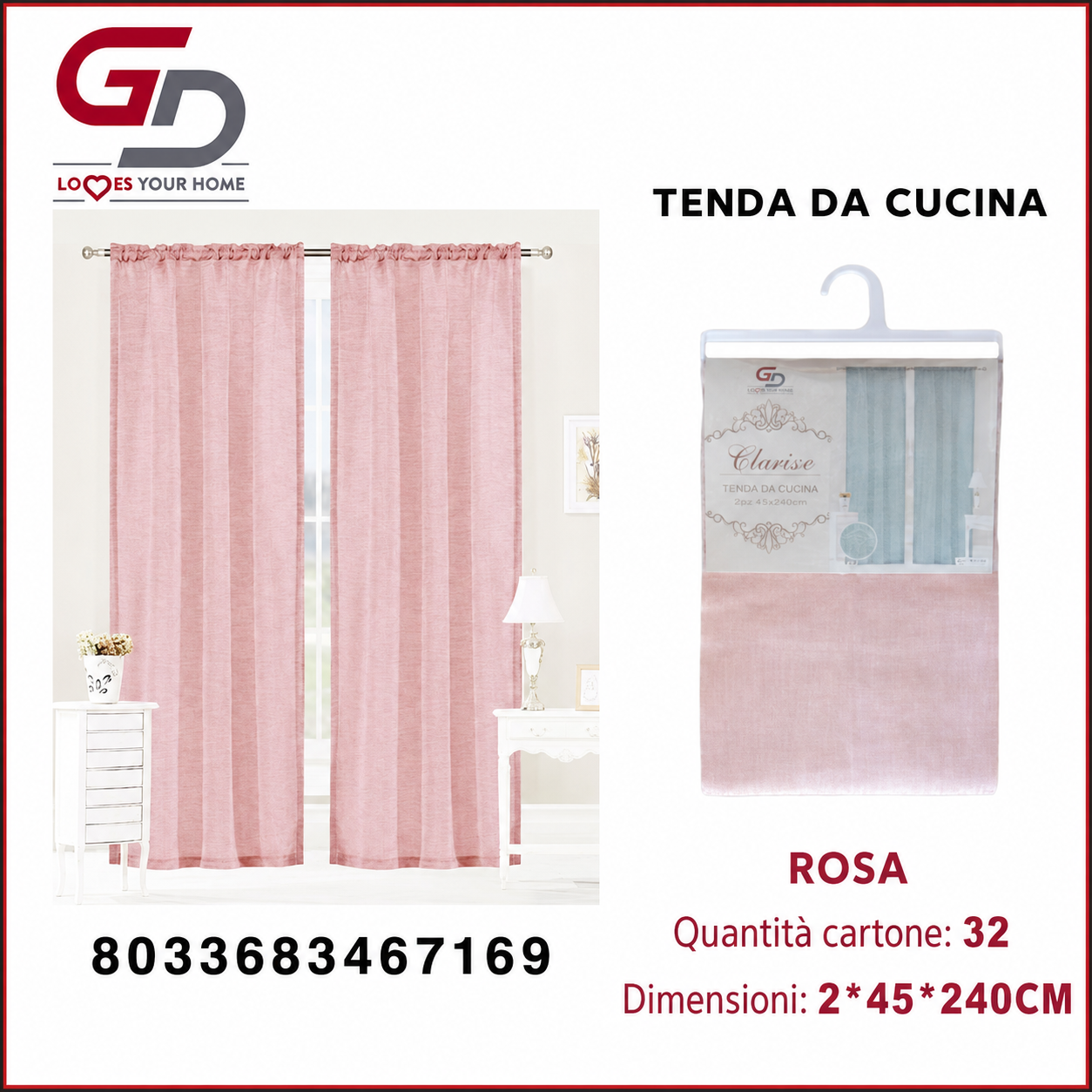 TENDA DA CUCINA CLARISSE 2*45*240CM