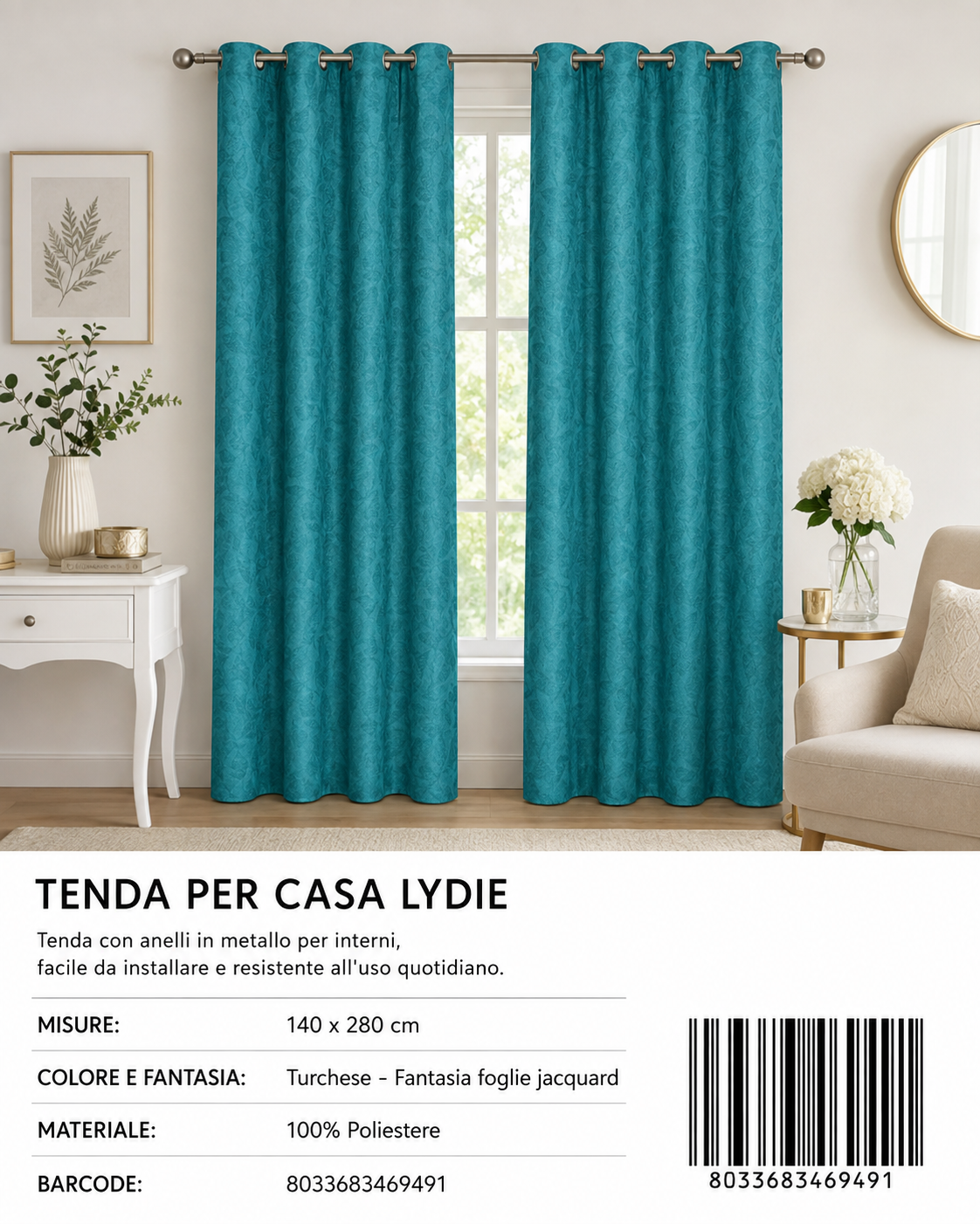 TENDA PER CASA Lydie 140*280CM - 8033683469491