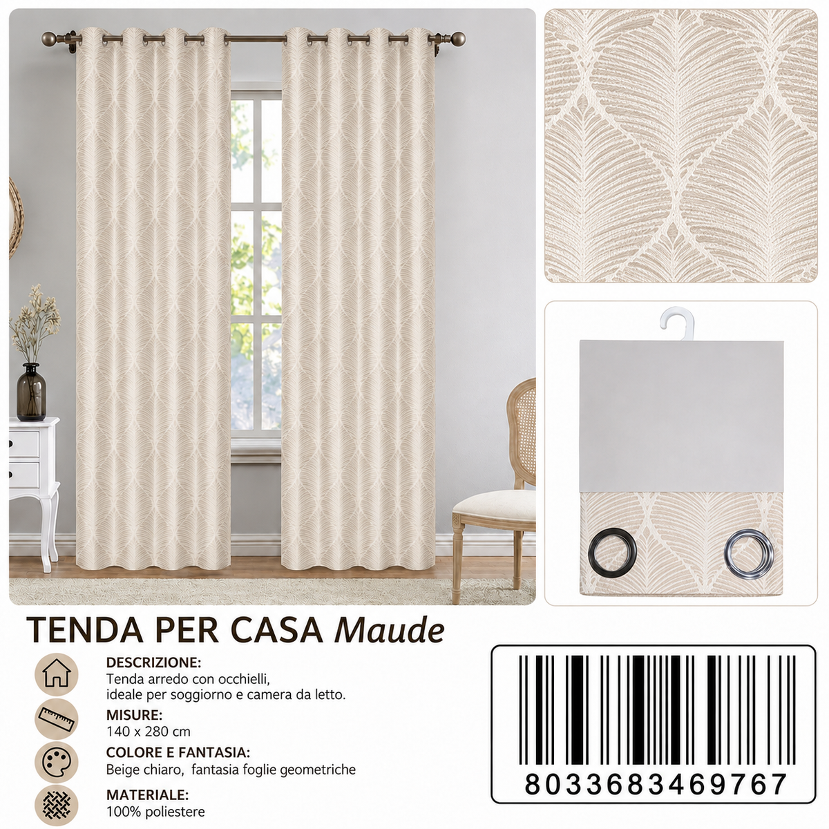 TENDA PER CASA Maude 140*280CM - 8033683469767