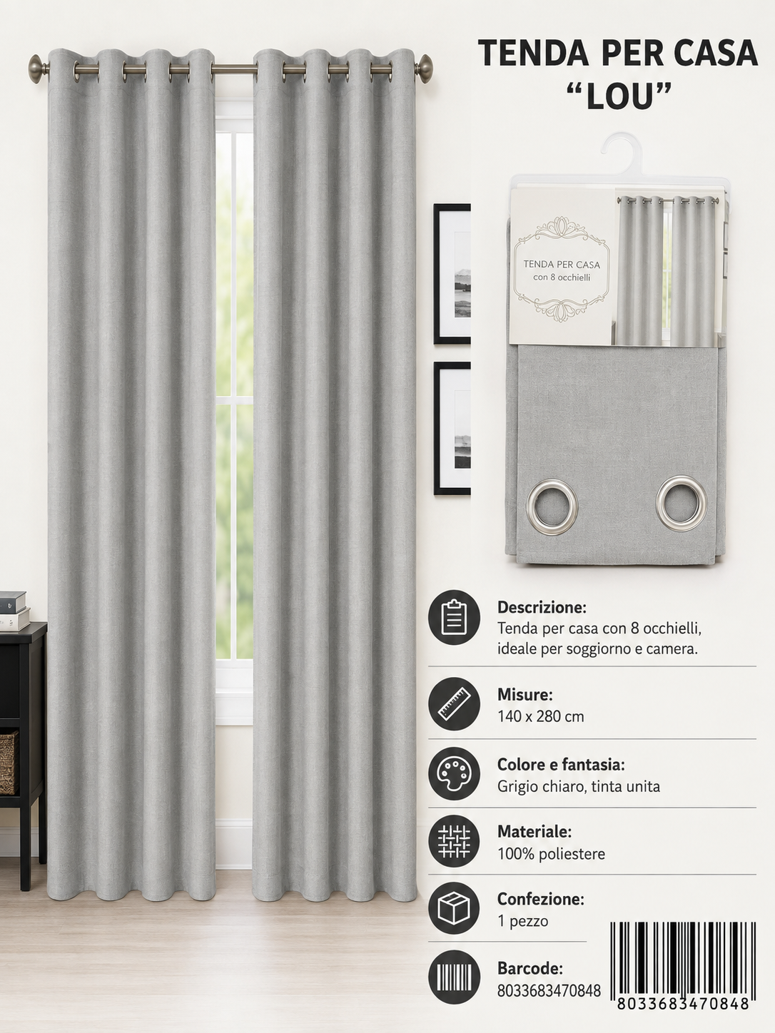 TENDA PER CASA LOU 140*280CM - 8033683470848