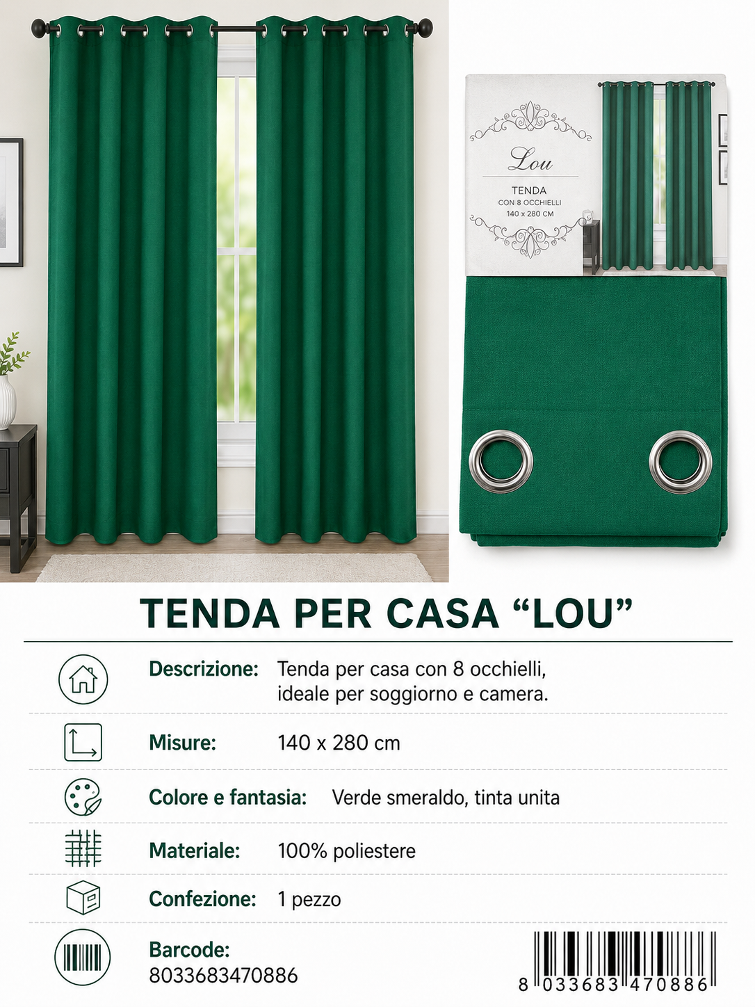 TENDA PER CASA LOU 140*280CM - 8033683470886