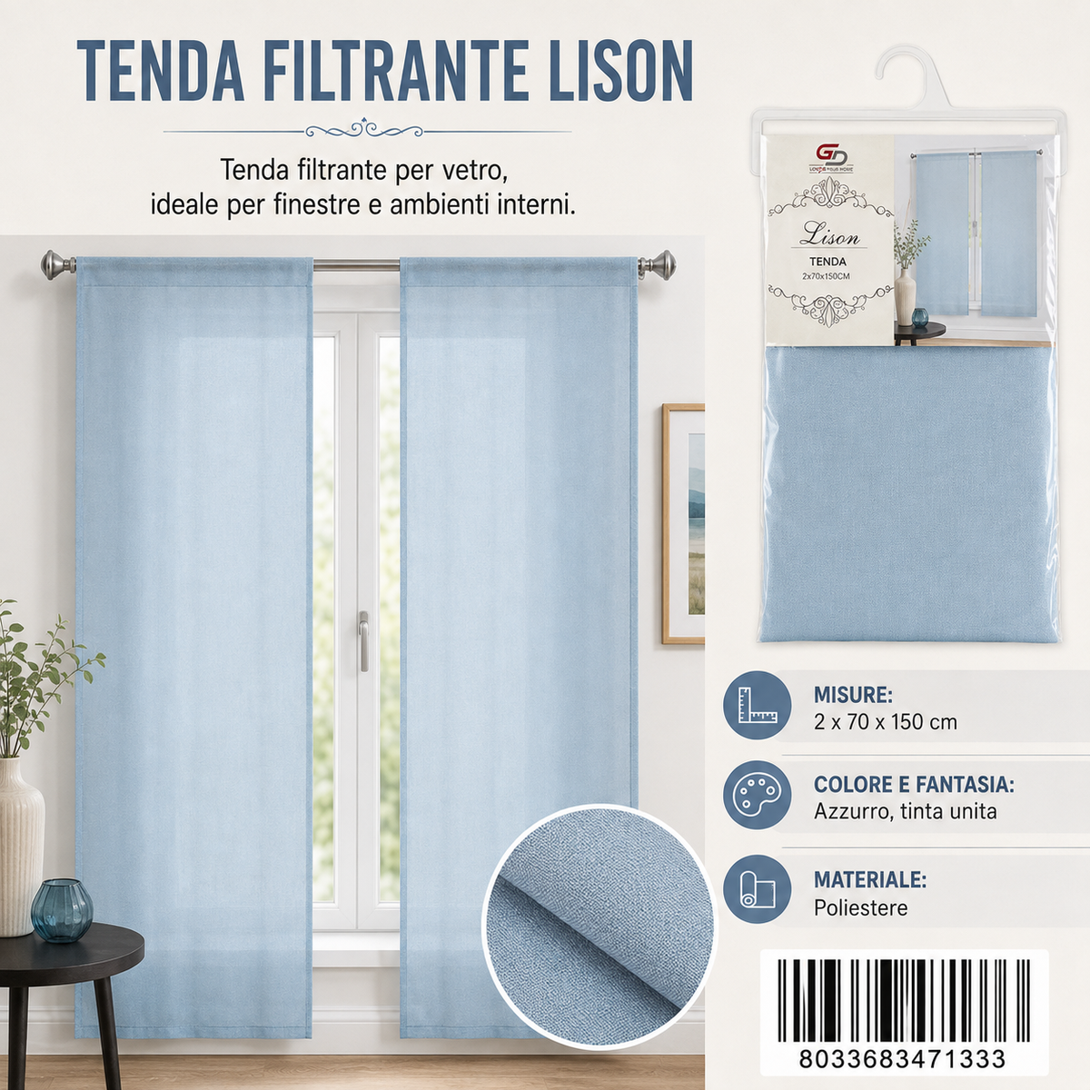 TENDA PER CASA LISON 70*150CM 70*150CM - 8033683471333