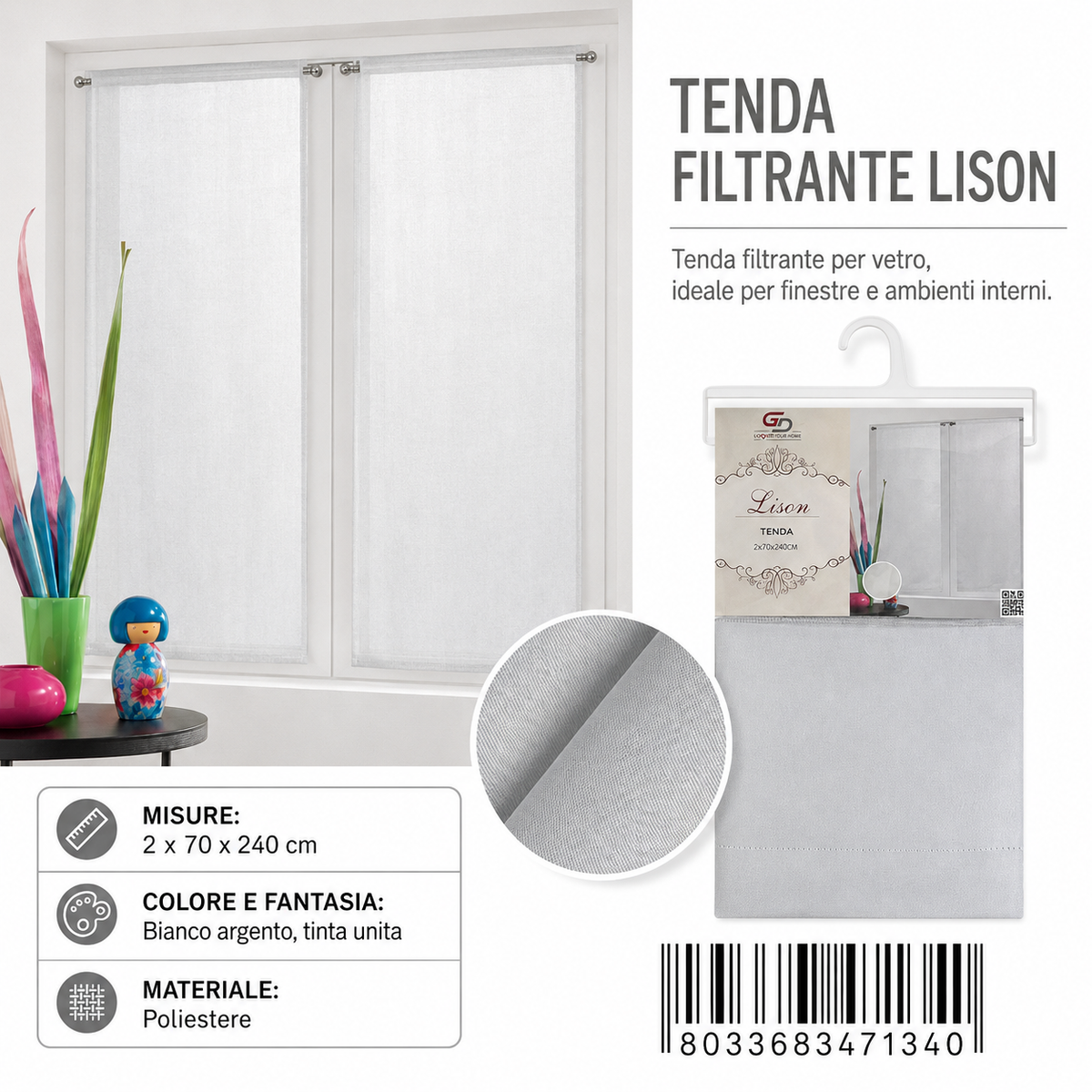 TENDA PER CASA LISON 70*240CM 2*70*240CM - 8033683471340
