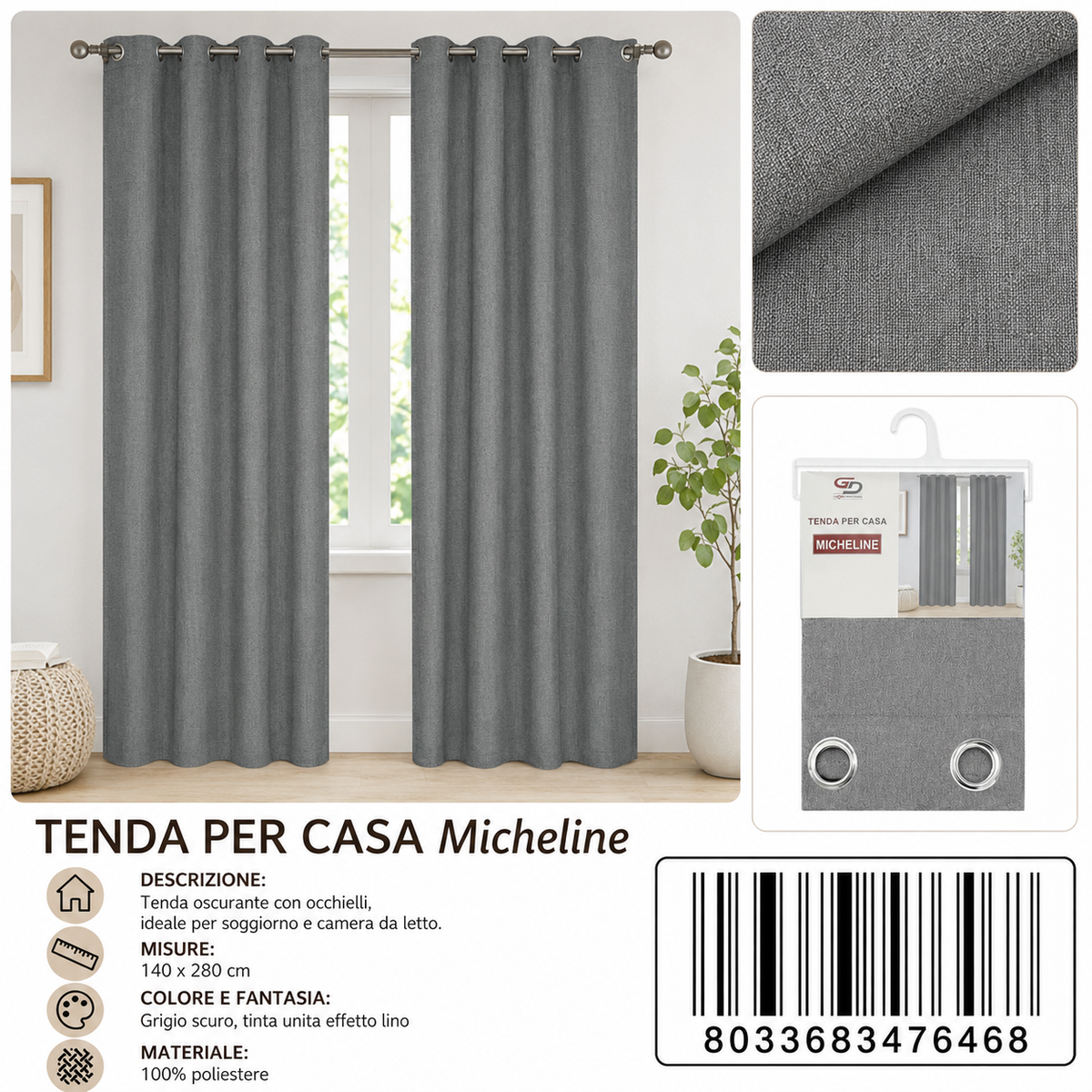TENDA PER CASA MICHELINE 140X280CM - 8033683476468