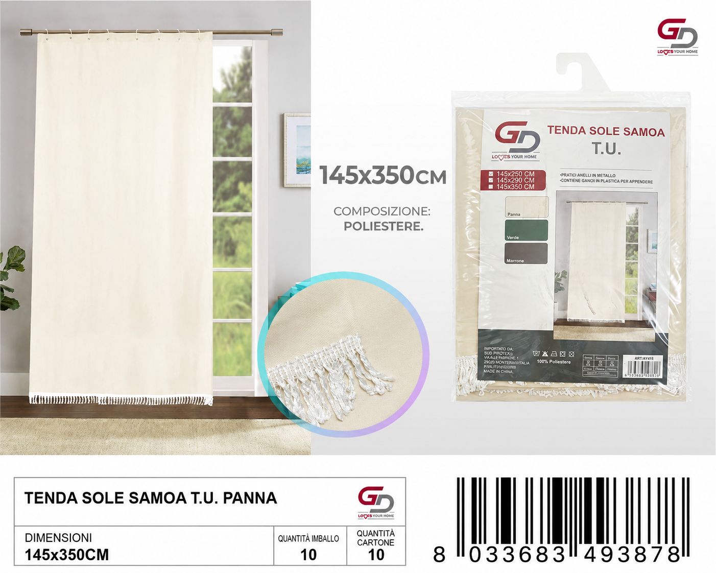 TENDA SOLE SAMOA 145*350 T.U. PANNA 145*350CM