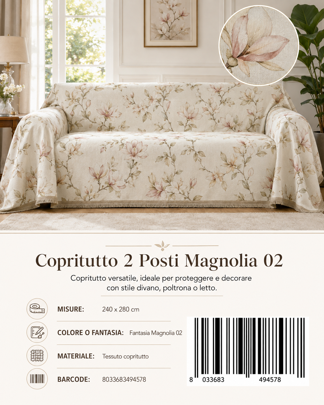 Copritutto 2P Stp 240 X 280 Cm Magnolia 02 Copritutto