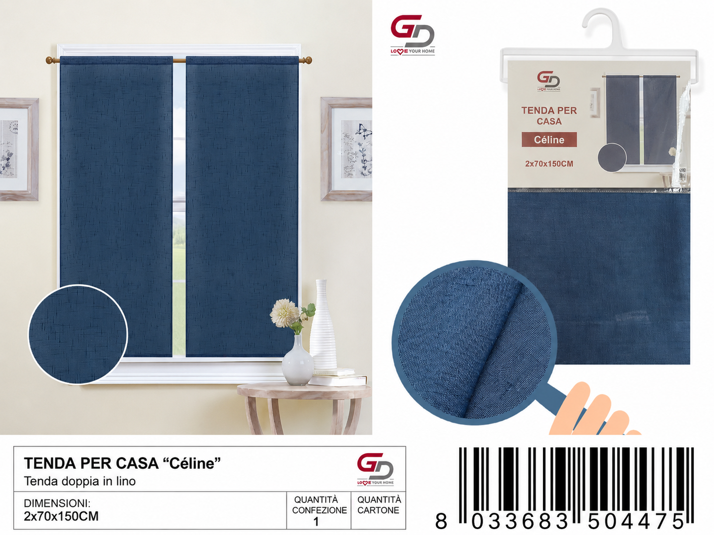 TENDA PER CASA Celine 2*70*150CM