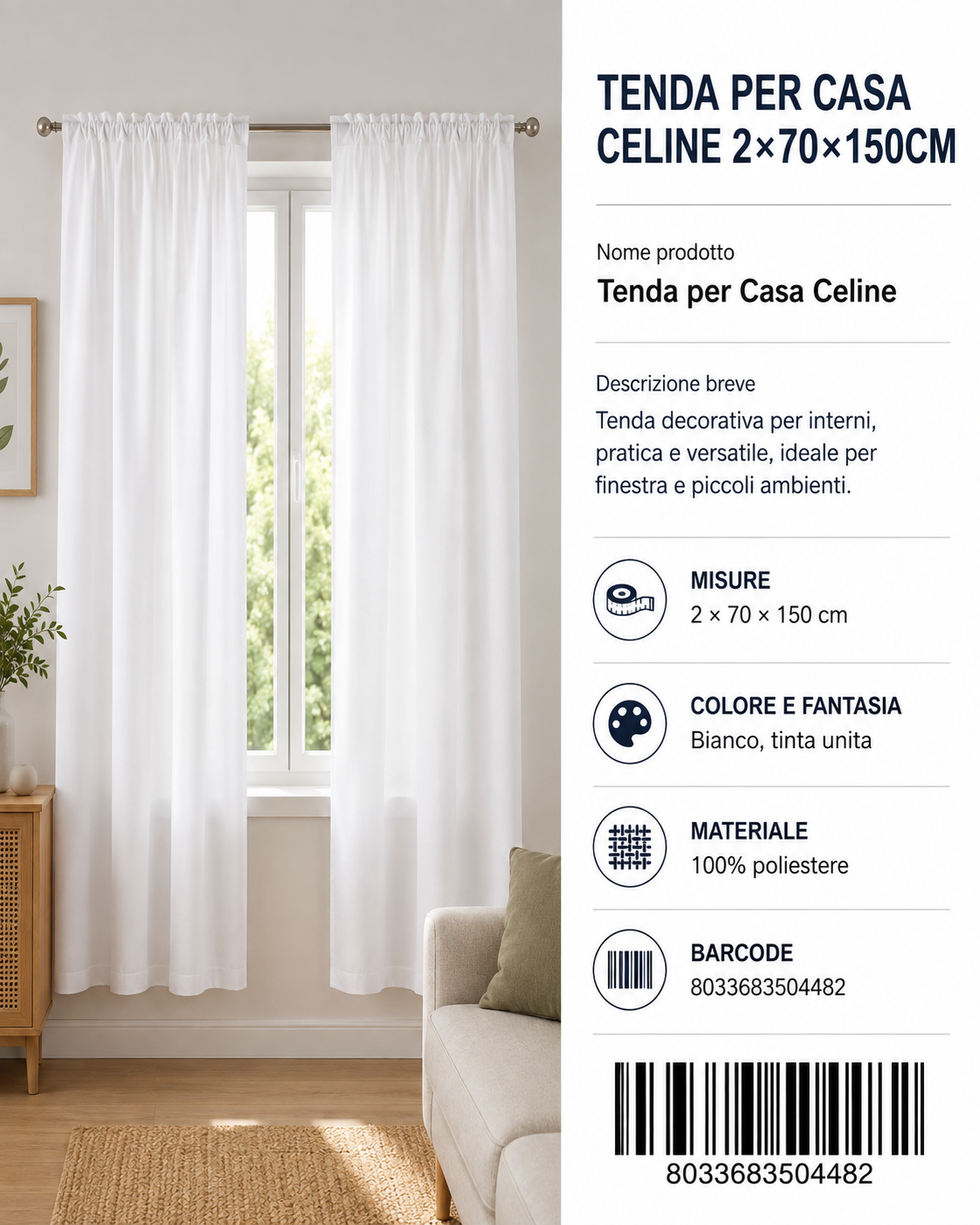 TENDA PER CASA Celine 2*70*150CM - 8033683504482