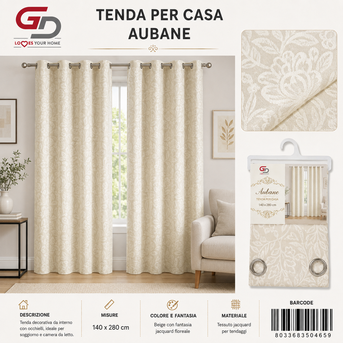 TENDA PER CASA Aubane 140x280 - 8033683504659