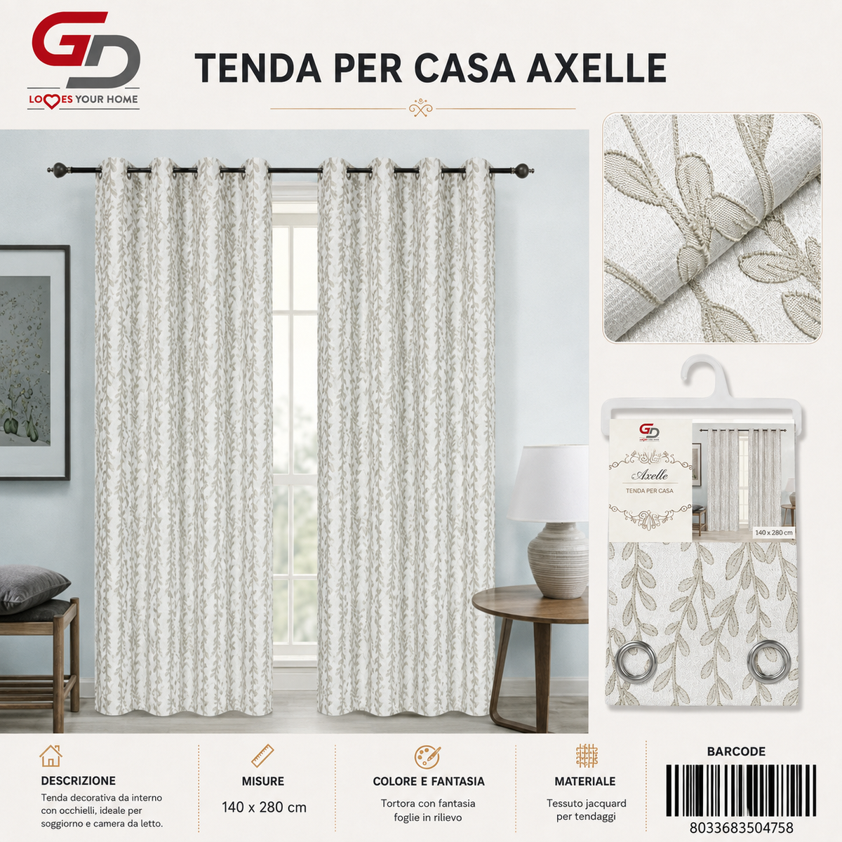 TENDA PER CASA Axelle 140x280 - 8033683504758