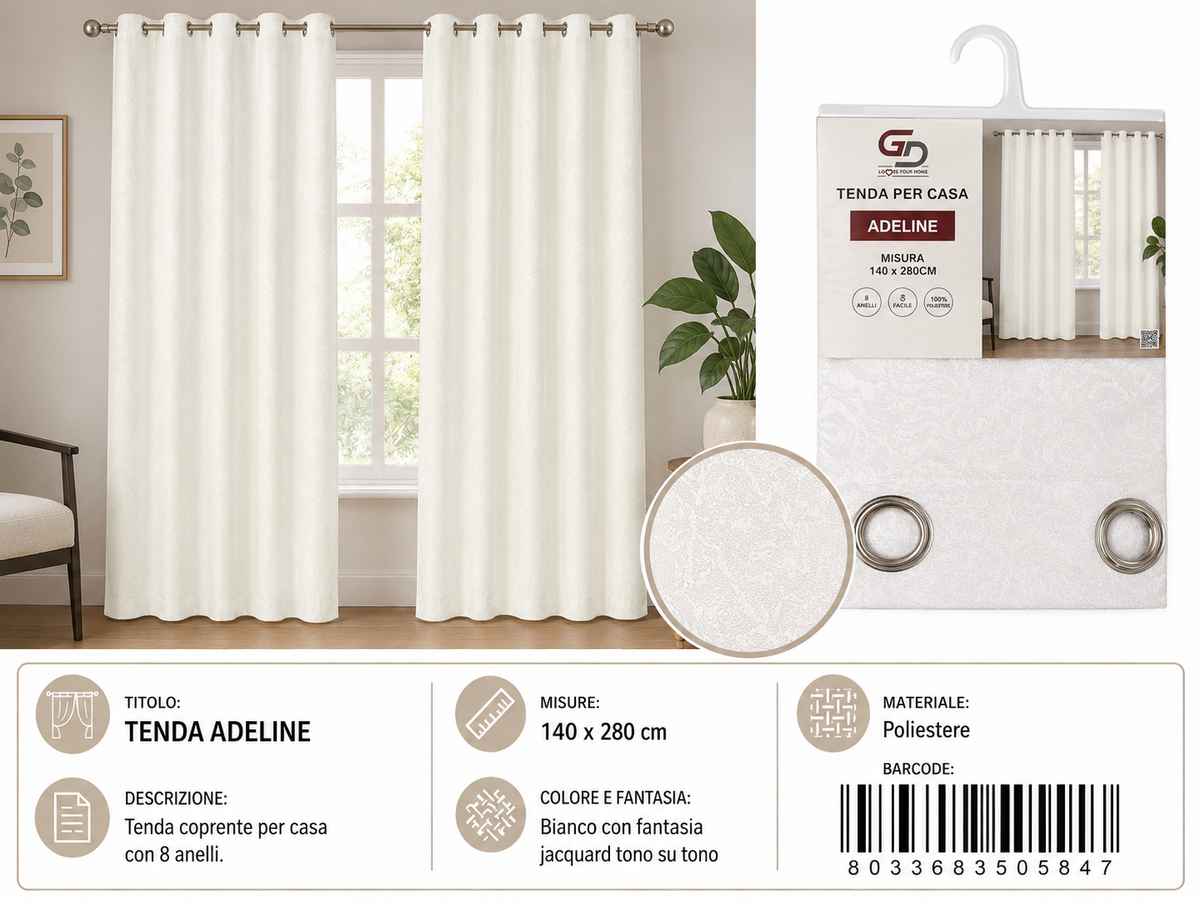 TENDA PER CASA Adeline 140*280CM - 8033683505847