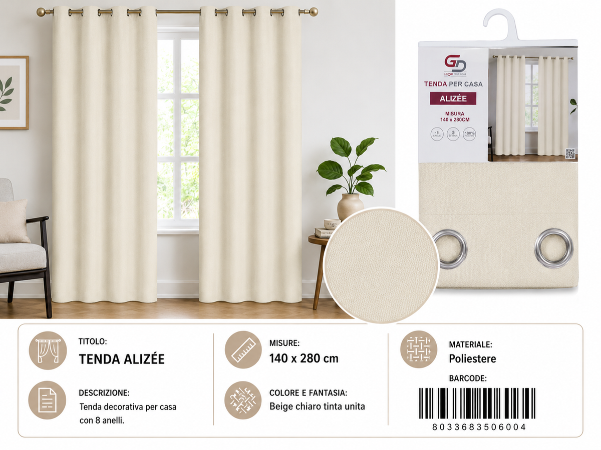 TENDA PER CASA Alexandra 140*280CM - 8033683506004