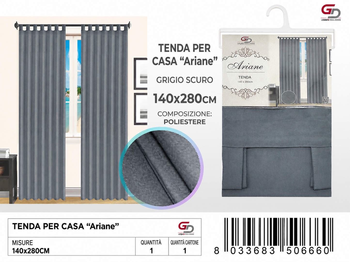 TENDA PER CASA Ariane 140*280CM