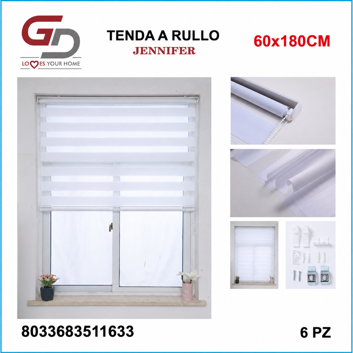 TENDA A RULLO IN GARZA 60*180CM BIANCO