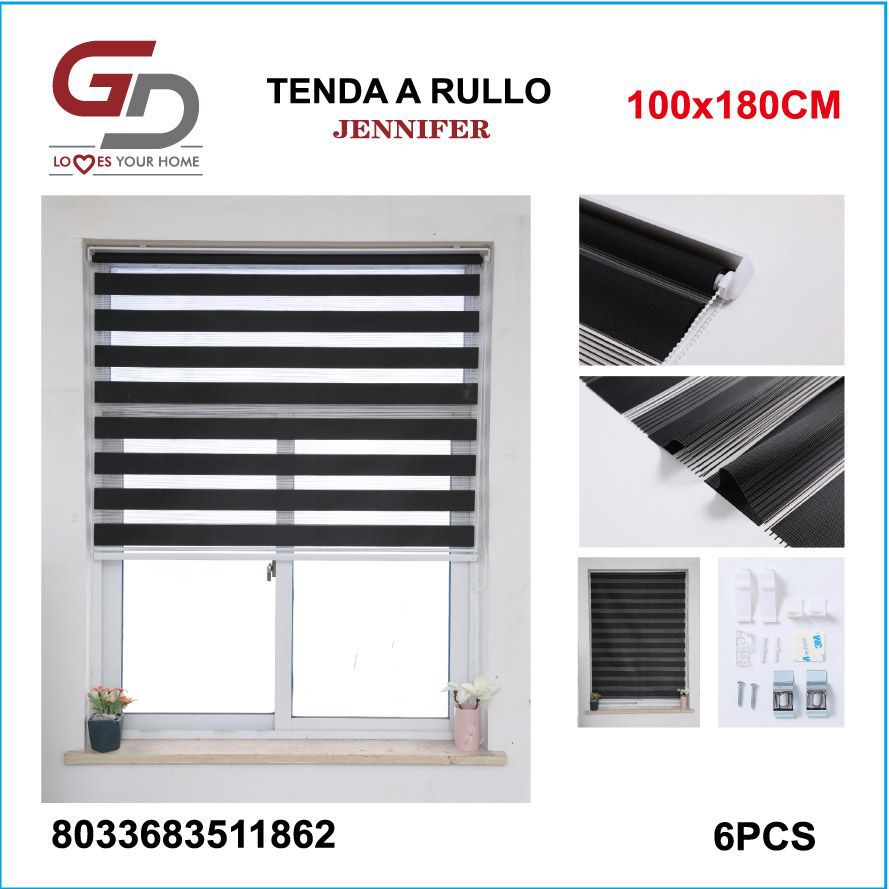 TENDA A RULLO IN GARZA 100*180CM NERO