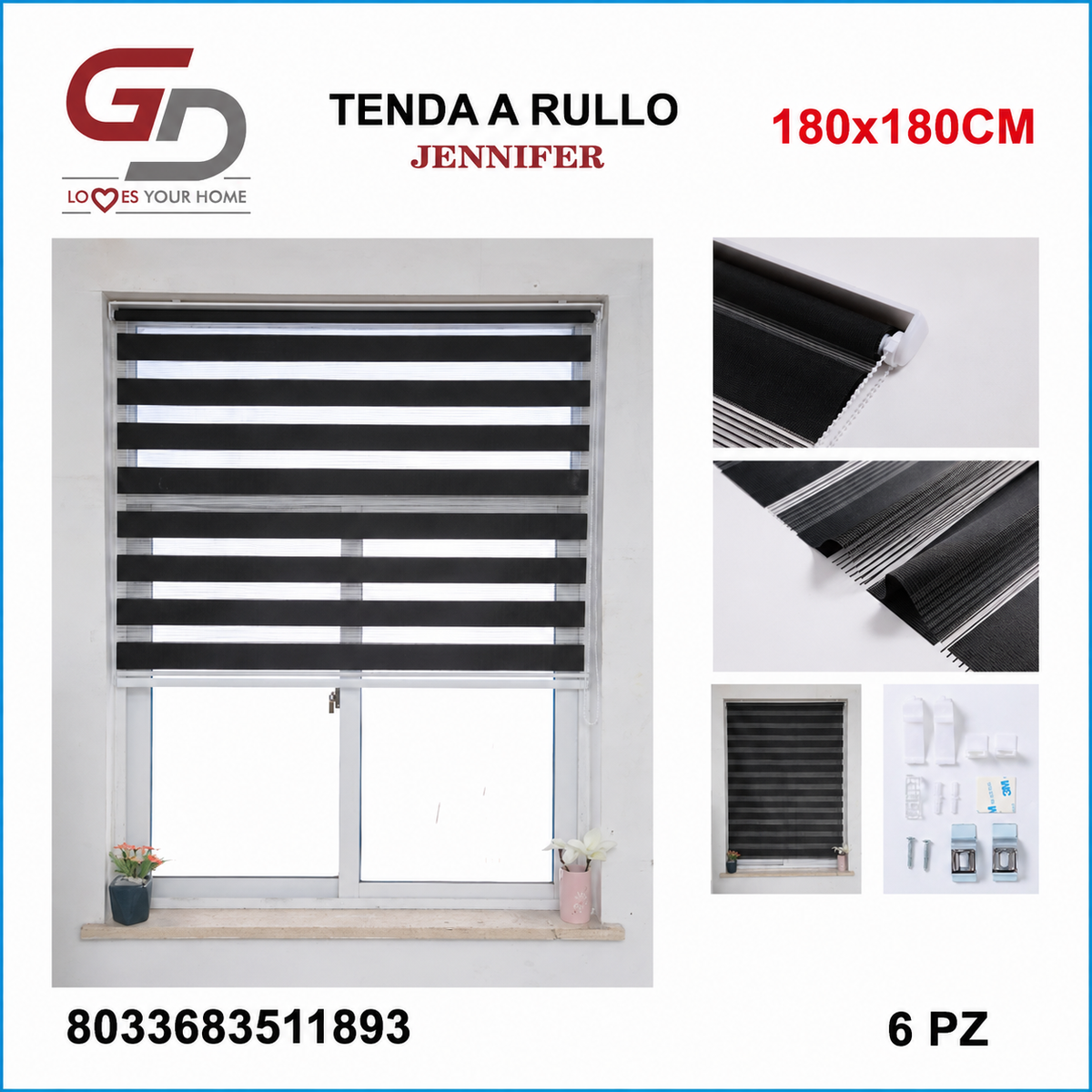 TENDA A RULLO IN GARZA 180*180CM NERO