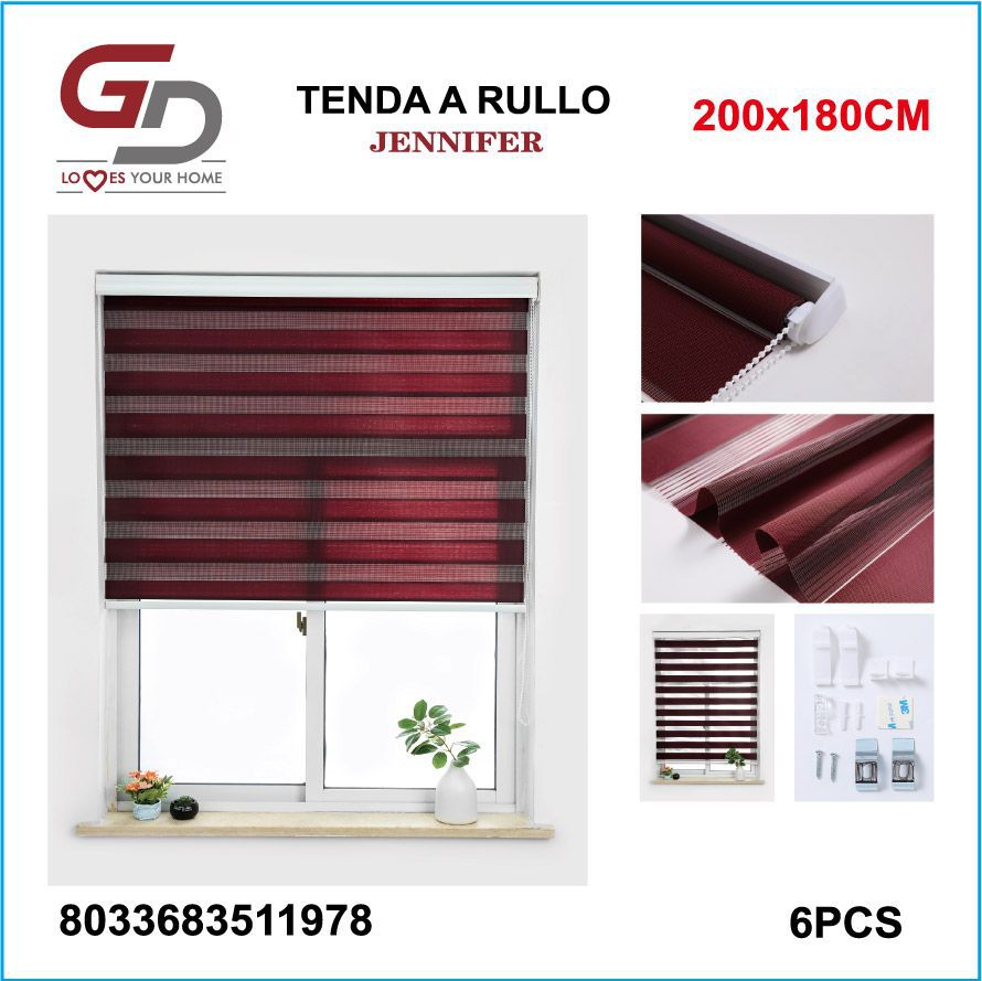 TENDA A RULLO IN GARZA 200*180CM BORDEAUX