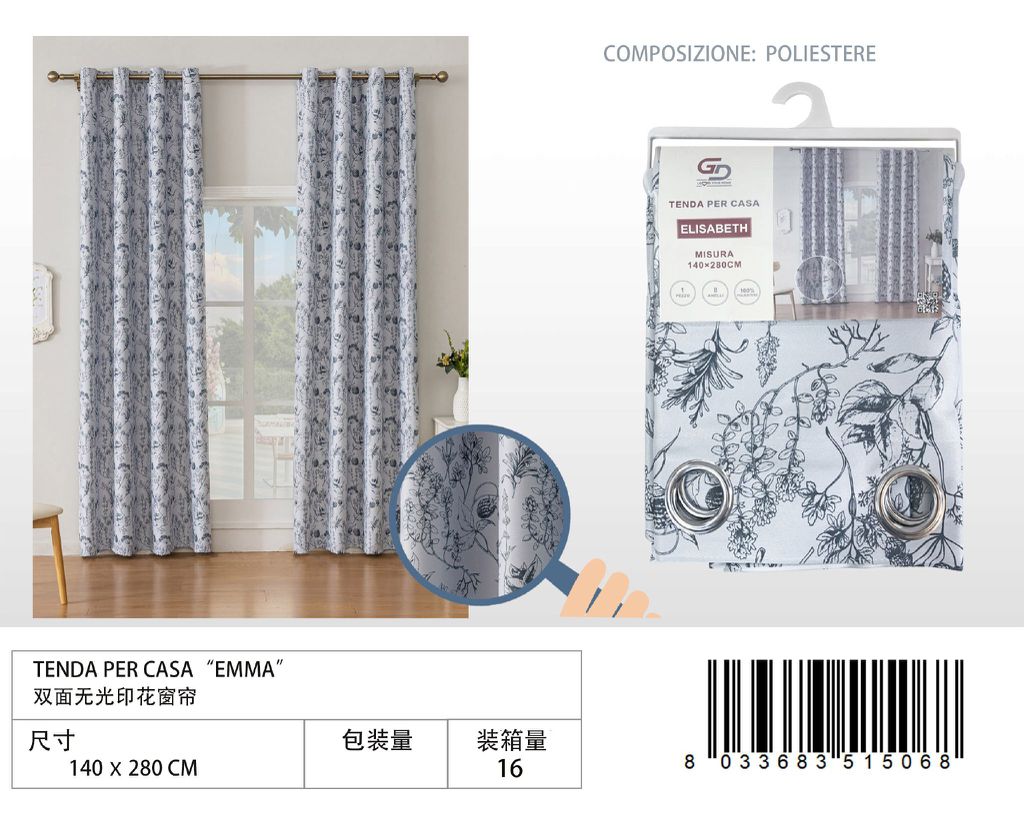 TENDA PER CASA ELISABETH 140*280CM