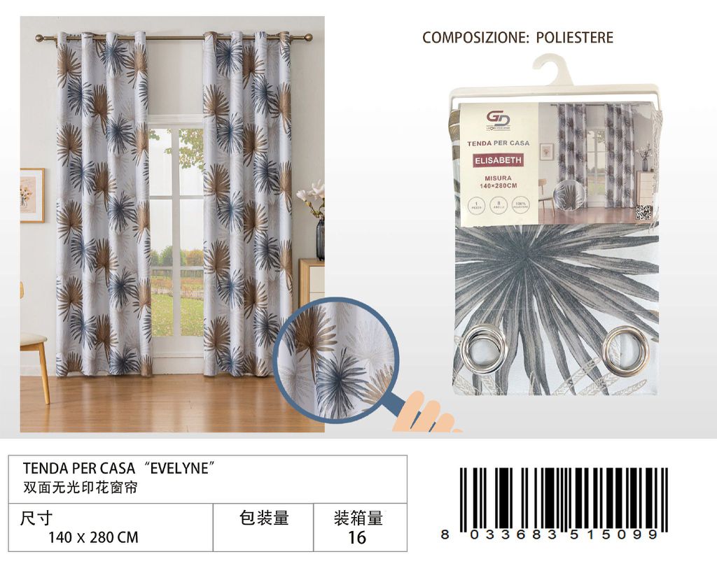 TENDA PER CASA ELISABETH 140*280CM