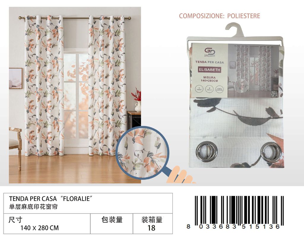 TENDA PER CASA ELISABETH 140*280CM