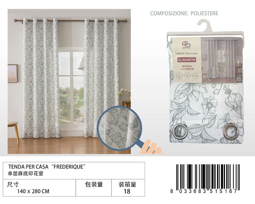TENDA PER CASA ELISABETH 140*280CM