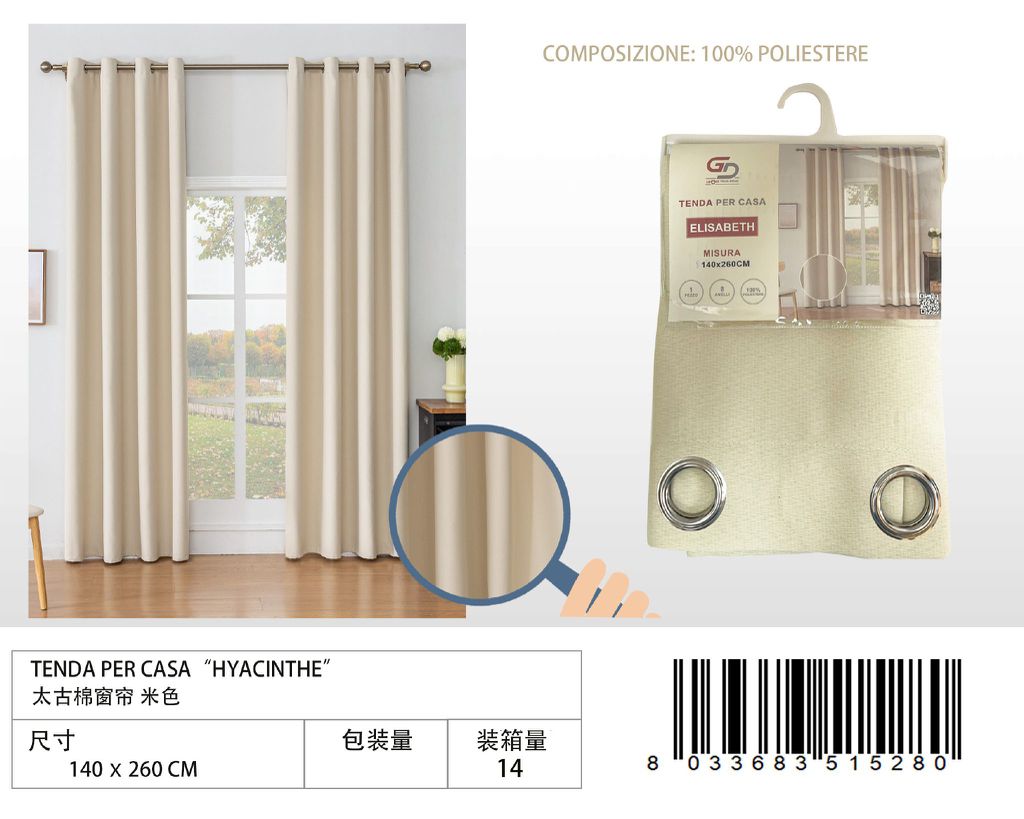 TENDA PER CASA Hyacinthe 140*260-265CM