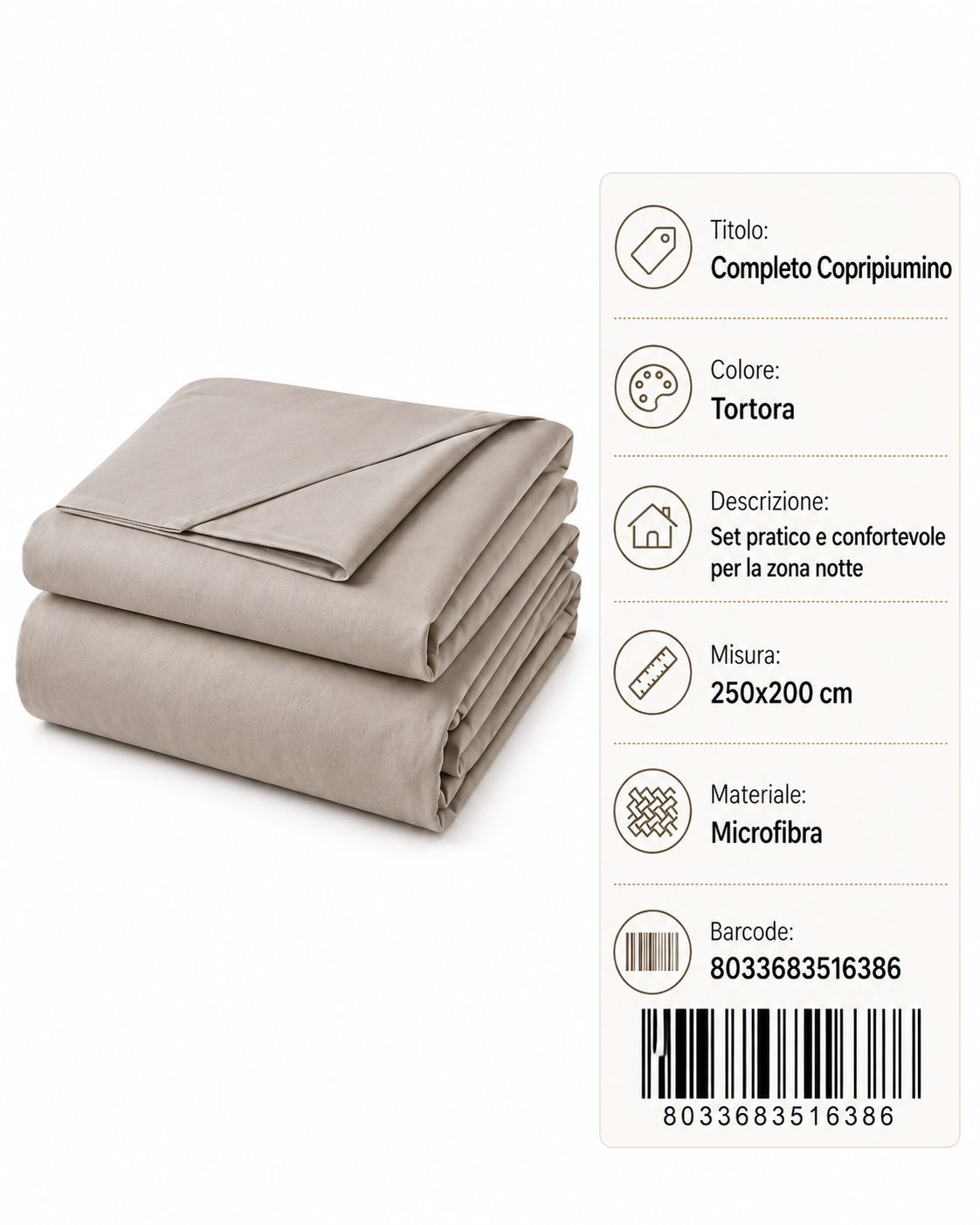 Parure Copripiumino Copripiumino+2 Federe Cuscino 200*205Cm 50*80+20Cm